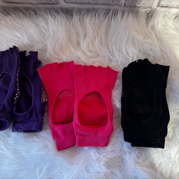 Yoga toeless set Women's Non-Slip Grip Socks - Purple, Pink, Black - Picture 5 of 5